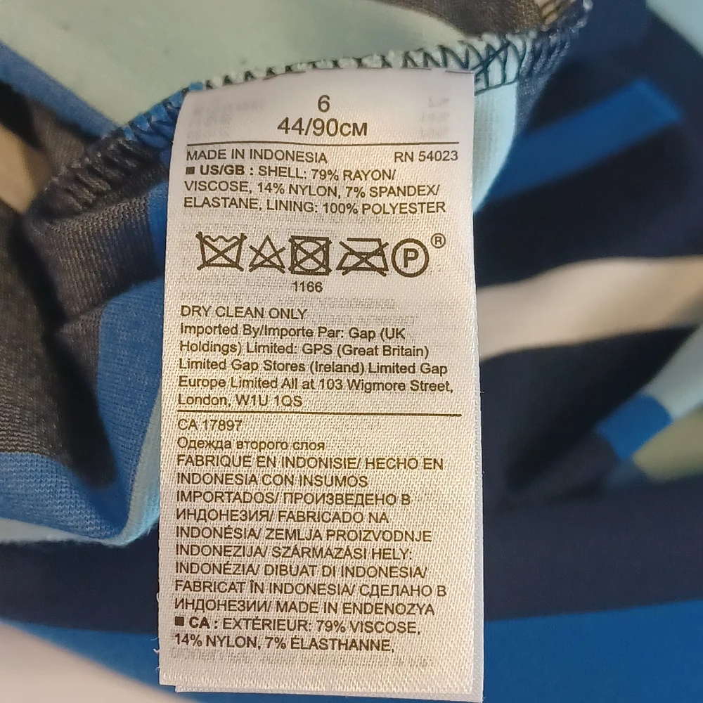 Banana Republic Ponte Blue Stripe Sheath Dress Women's Sz 6 - Picture 5 of 8